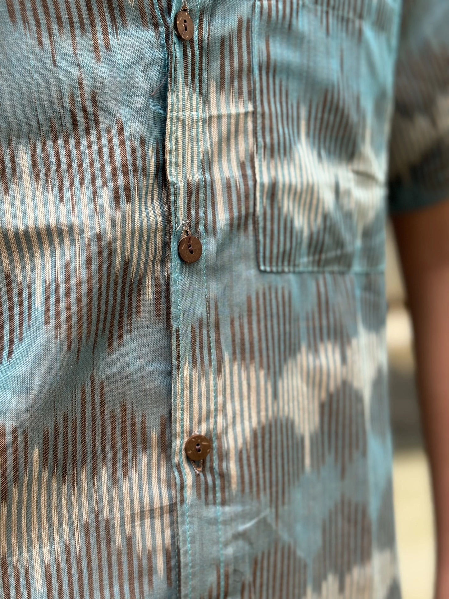 Blue Zig Zag Ikat Shirt | Aasmaan