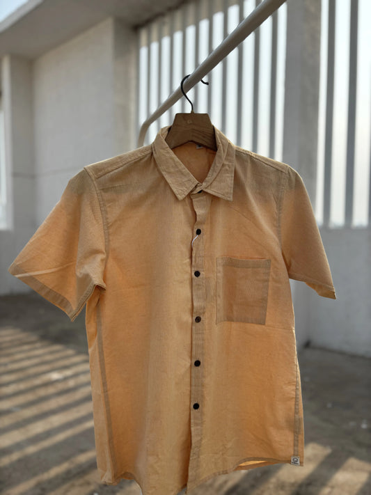 Yellow Handwoven Cotton Shirt for Men – Relaxed Fit | Aasmaan