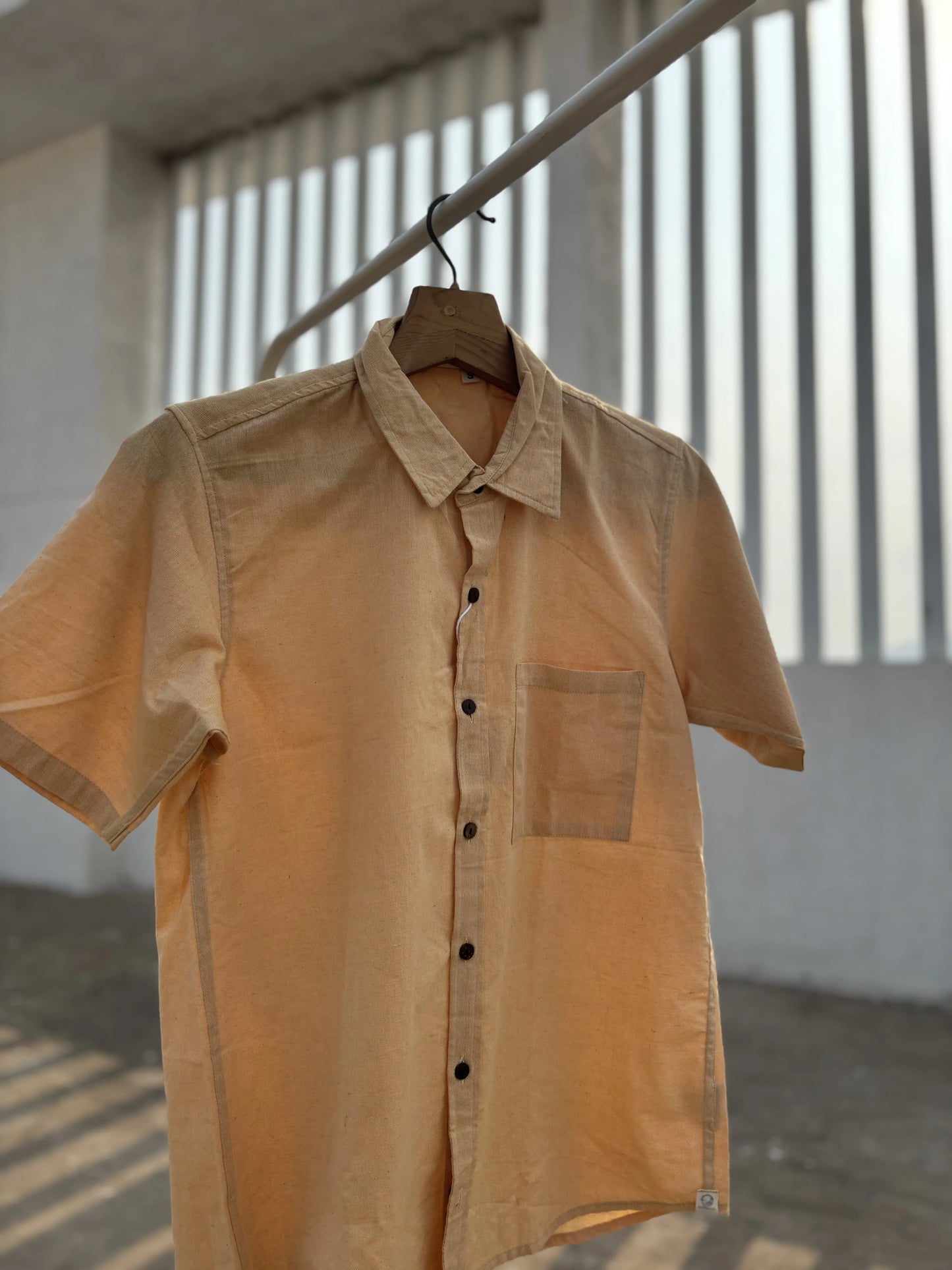 Yellow Handwoven Cotton Shirt for Men – Relaxed Fit | Aasmaan