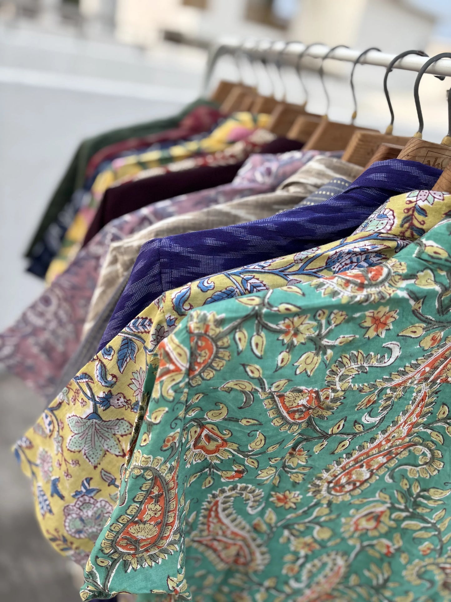 Green Floral Sanganeri Cotton Shirt with Wooden Buttons | Aasmaan