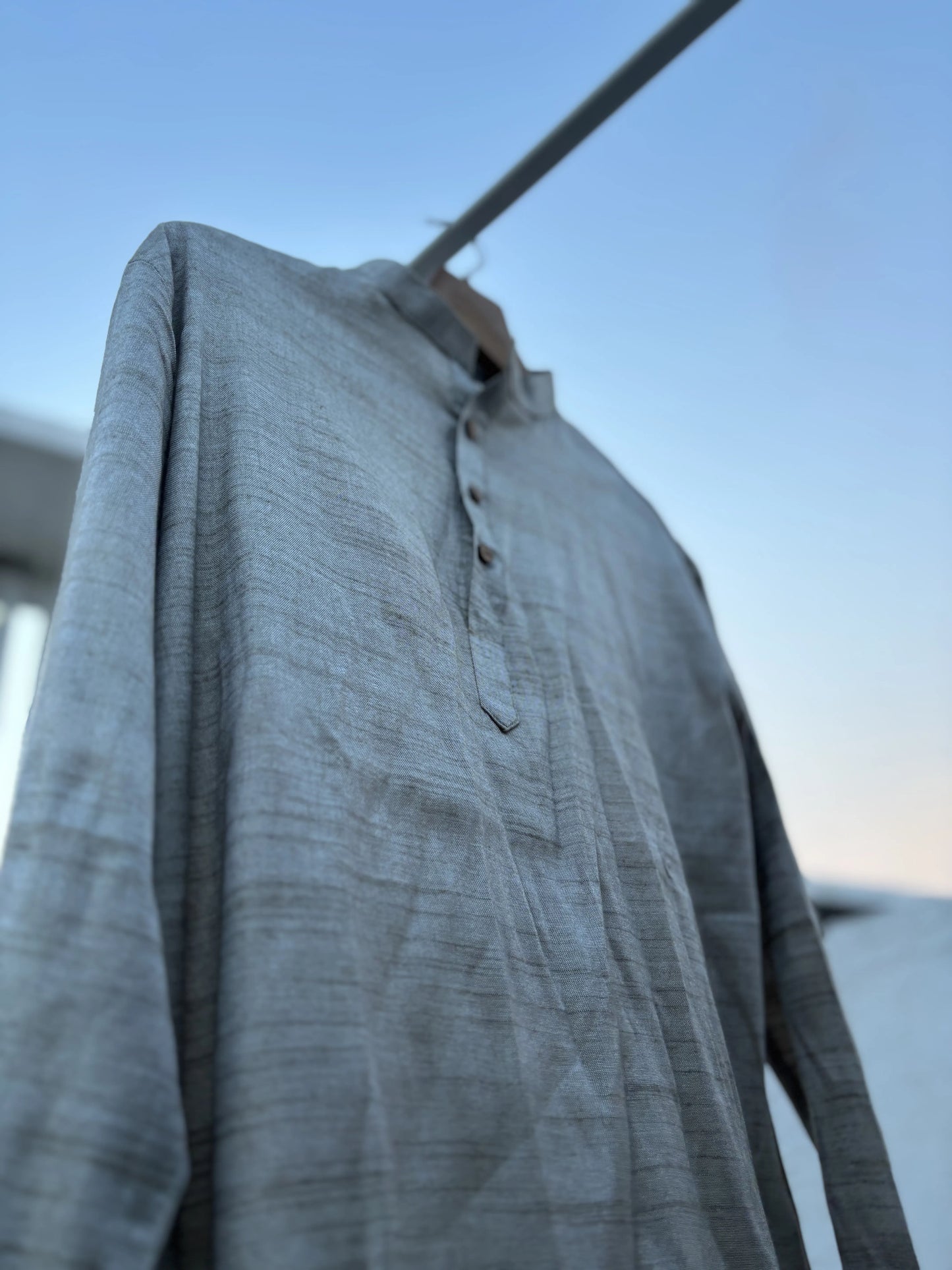 Light Gold Bhagalpuri Cotton Short Kurta for Men | Aasmaan