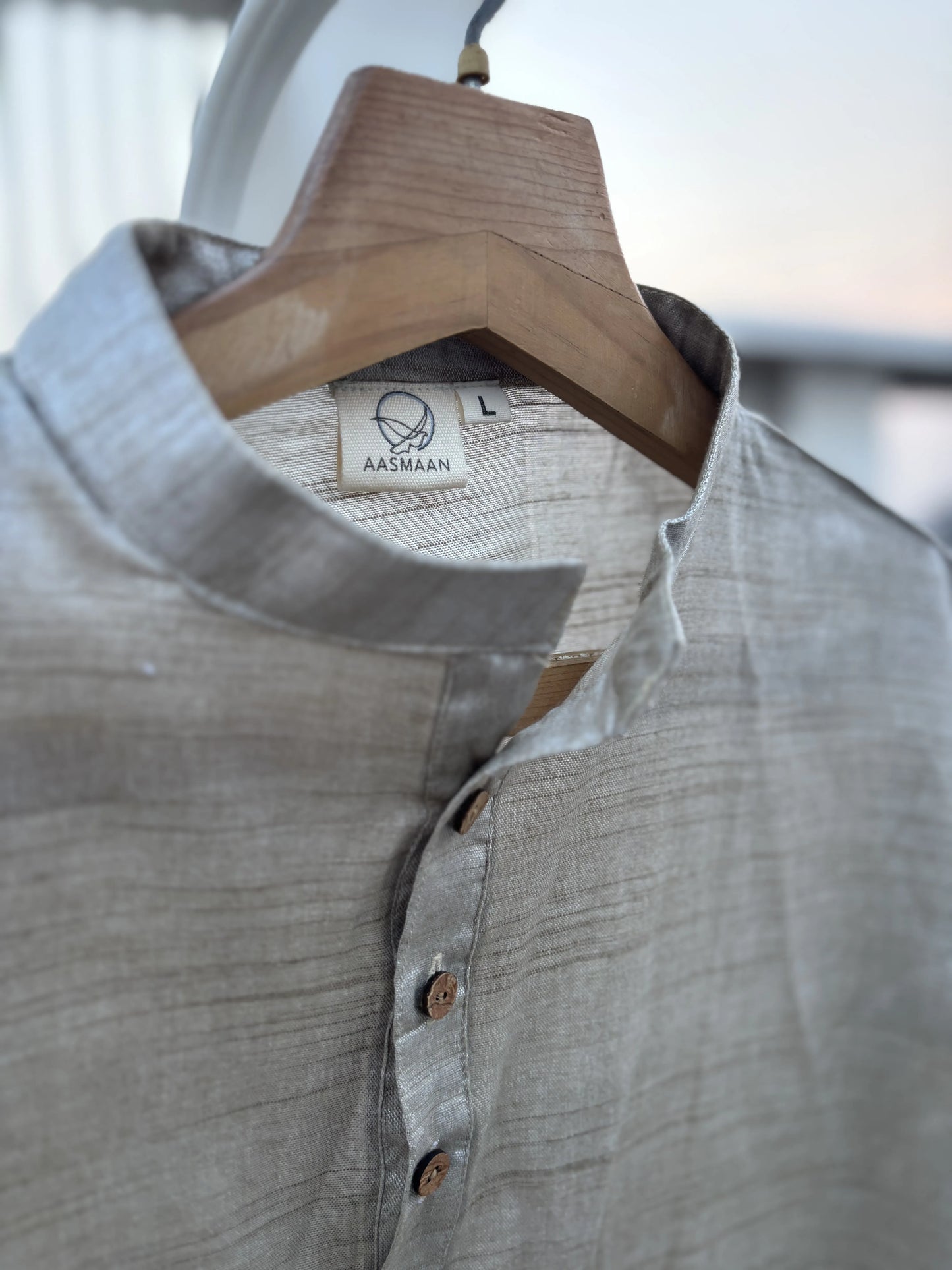 Light Gold Bhagalpuri Cotton Short Kurta for Men | Aasmaan