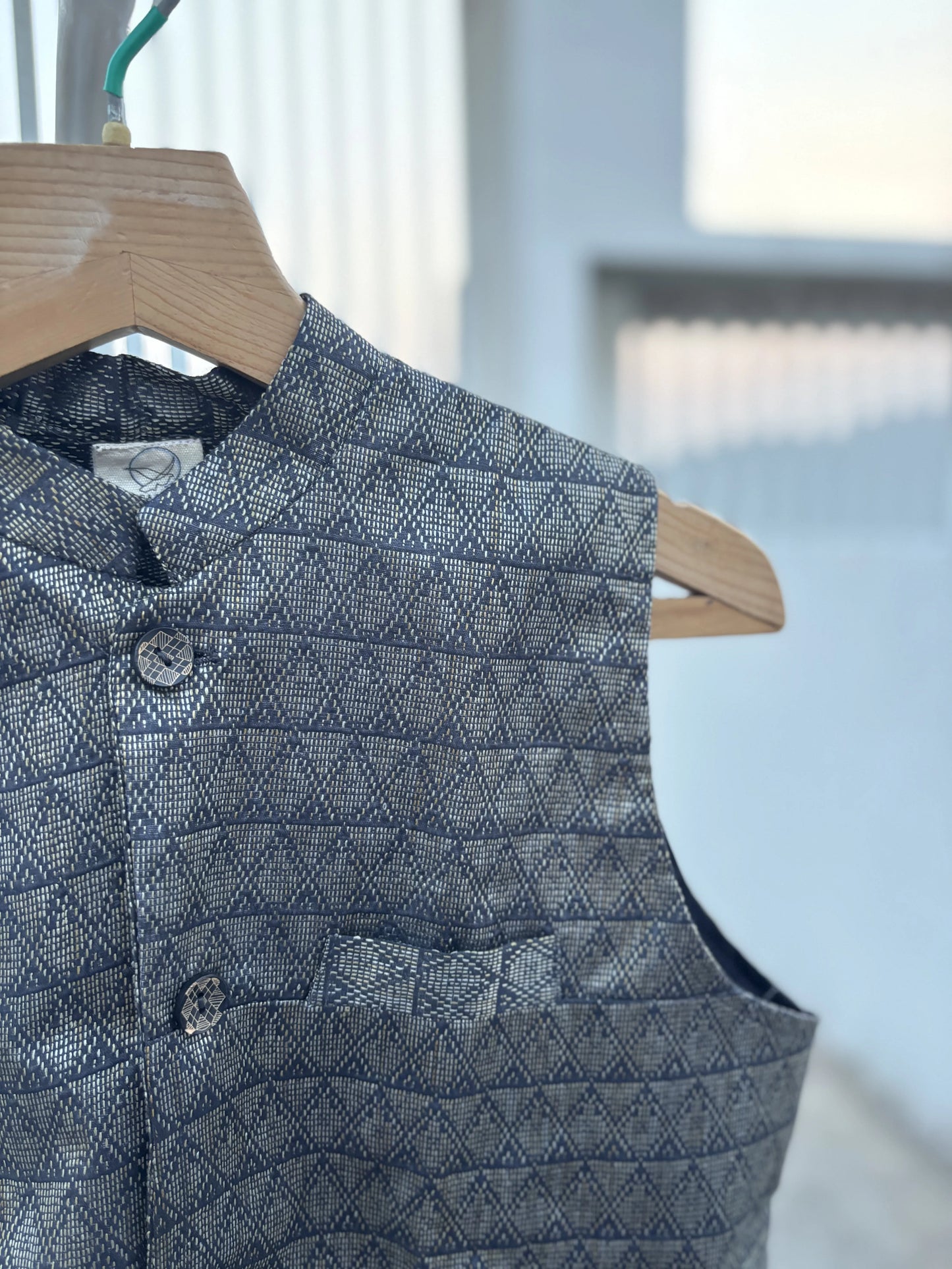 Black Bhagalpuri Cotton Waistcoat for Men | Aasmaan