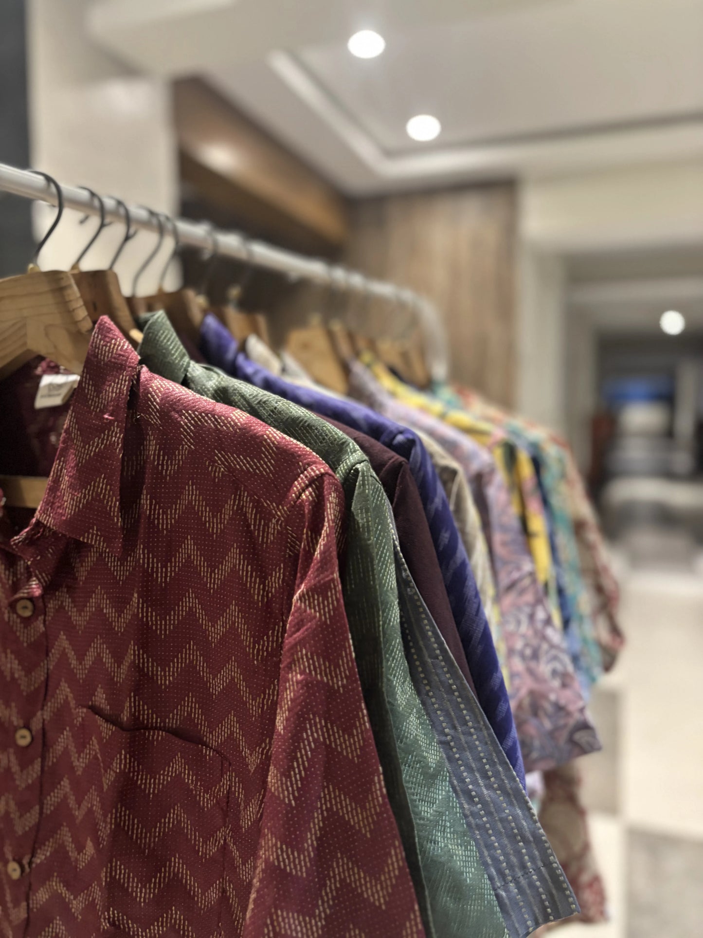 Maroon Bhagalpuri Cotton Shirt with Chevron Pattern | Aasmaan