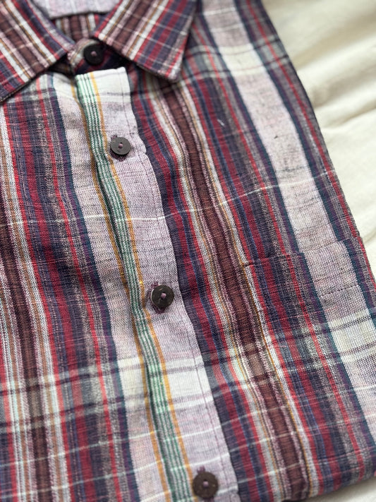 Handwoven Check Cotton Shirt for Men | One-Off | Relaxed Fit