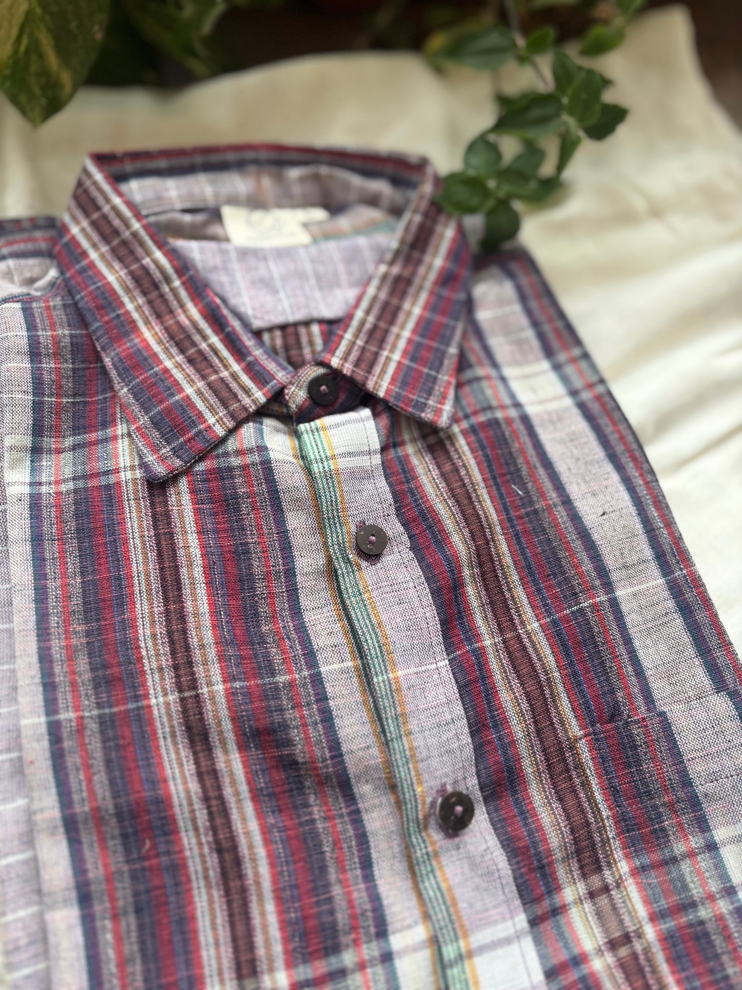 Handwoven Check Cotton Shirt for Men | One-Off | Relaxed Fit