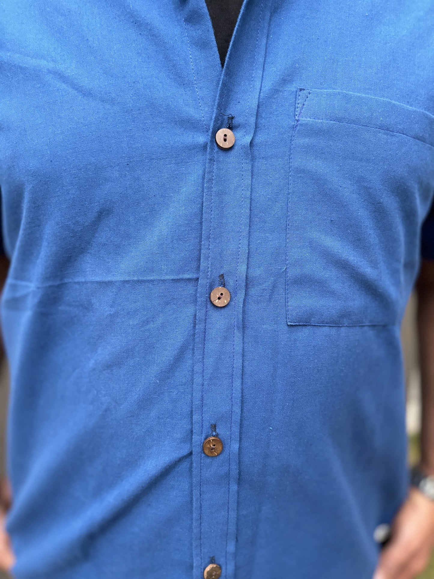 Blue Handwoven Cotton Shirt for Men | Aasmaan