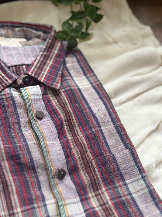Handwoven Check Cotton Shirt for Men | One-Off | Relaxed Fit
